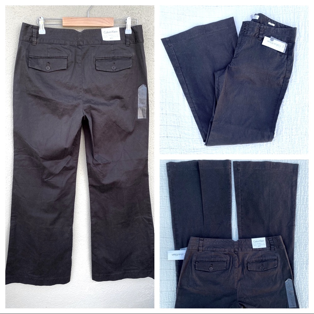 NWT Calvin Klein “The Riley” High Rise Waist Flare Leg Dress Jeans Slacks Pants